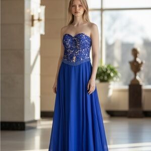 Sherri Hill Strapless Gown in Vibrant Blue